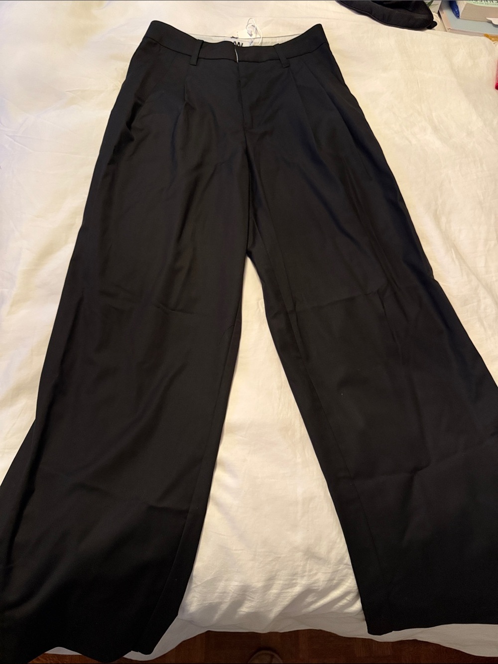 Women's Wide-Leg Black Dress Pants